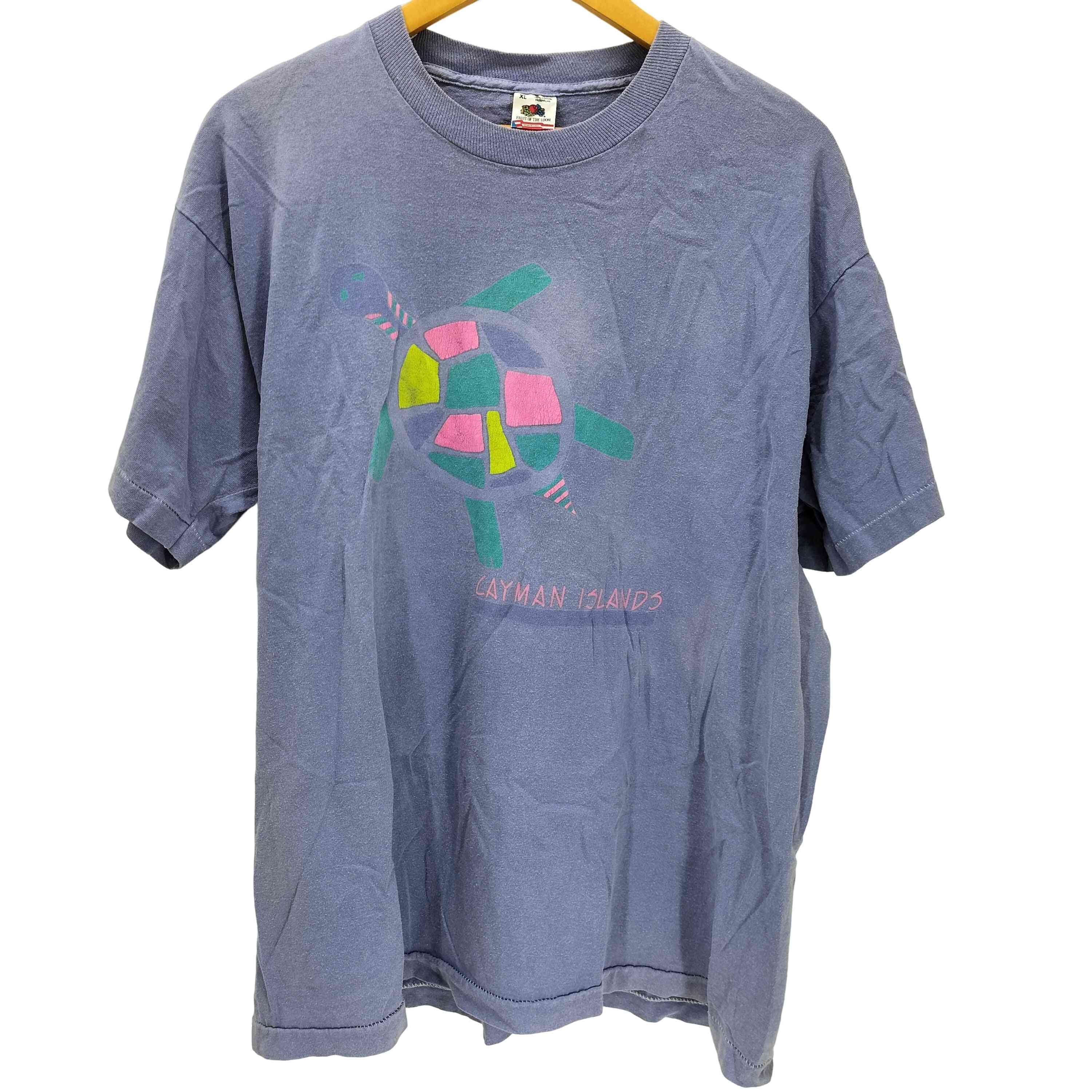 シングルステッチ ウミガメプリント クルーネック半袖Tシャツ【1138609128517】