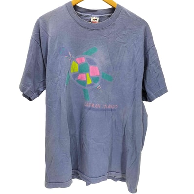 シングルステッチ ウミガメプリント クルーネック半袖Tシャツ【1138609128517】