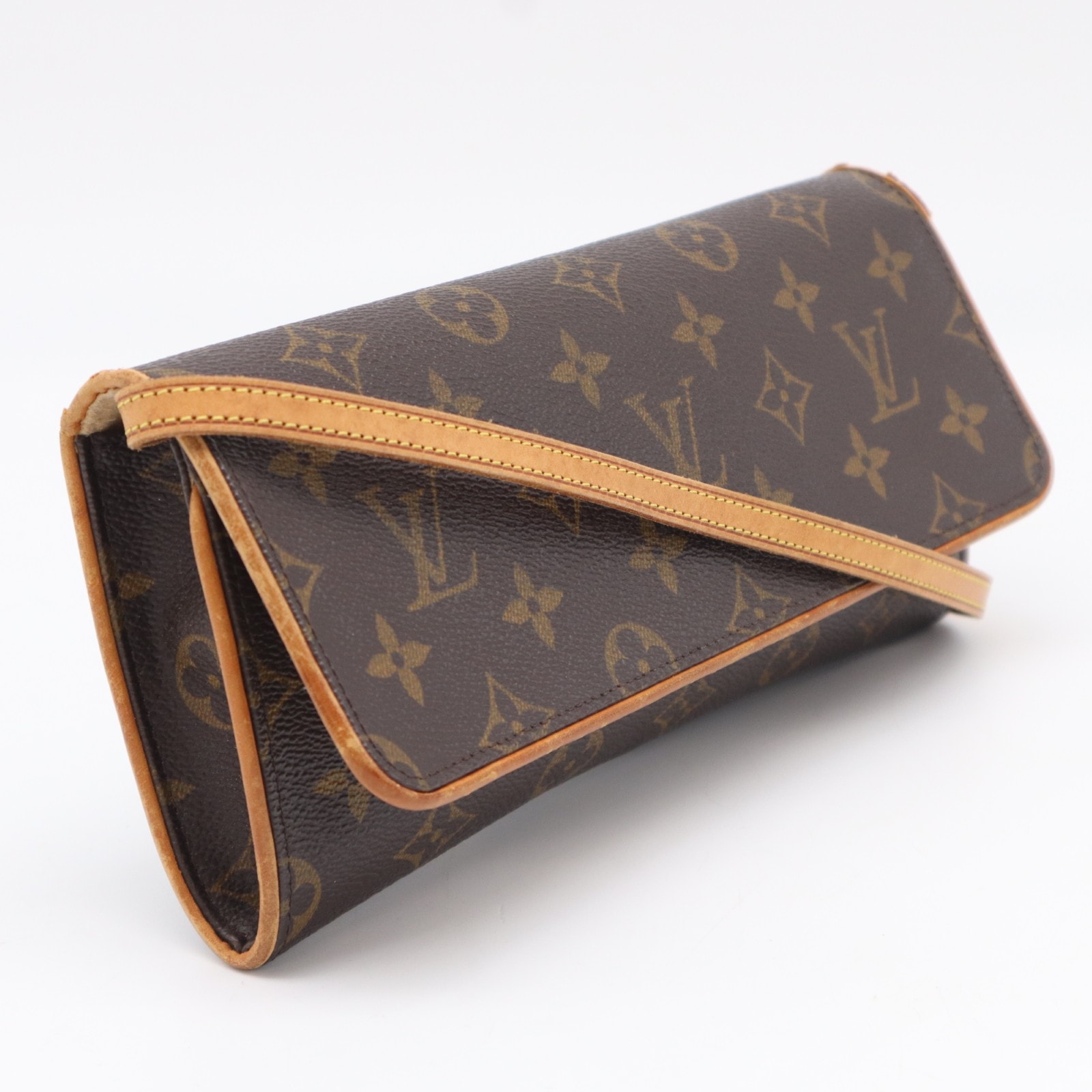 LOUIS VUITTON ルイ・ヴィトン モノグラム ポシェット ツインGM M51852 ショルダーバッグ ブラウン ベージュ コーティングキャンバス レザー レディース