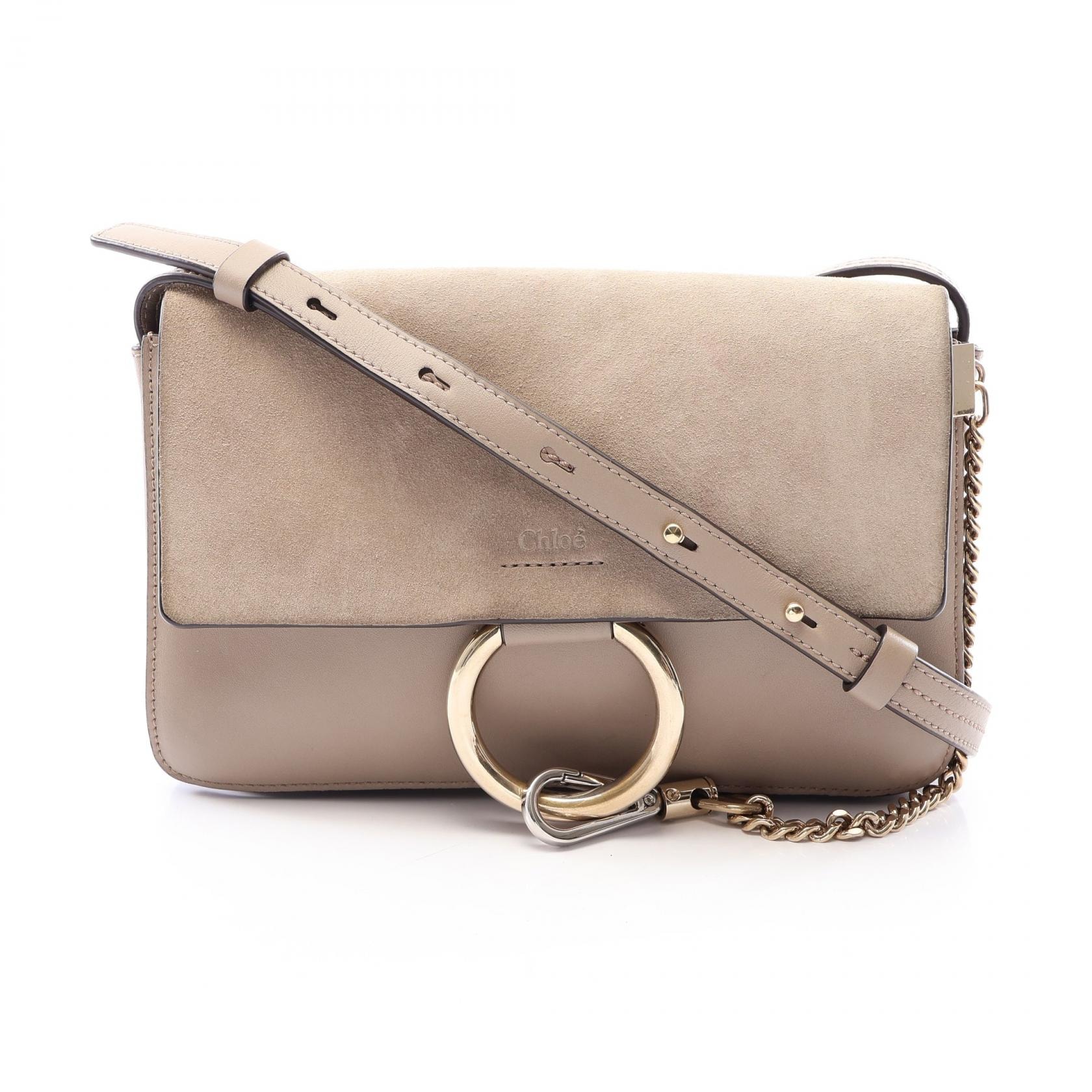 クロエ Chloe FAYE フェイ ショルダーバッグ バッグ レザー スウェード レディース ベージュ系 【中古】