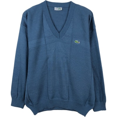 古着 80年代 ラコステ LACOSTE CHEMISE フレンチラコステ Vネック コットンニットセーター フランス製 メンズXL相当 ヴィンテージ/eaa672398