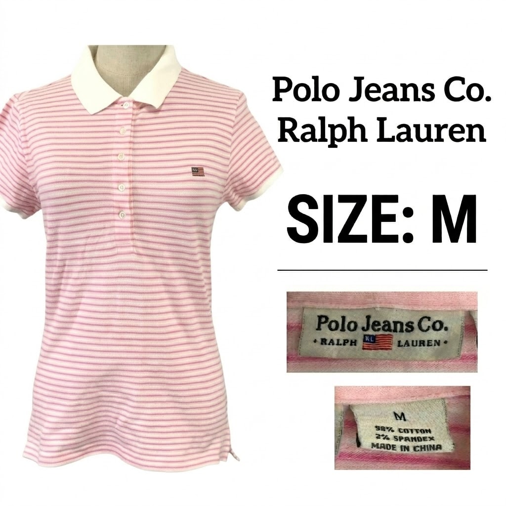 日本正規代理店タグ★POLO JEANS/ラルフローレン★ポロシャツ【レディースM/ピンク/ボーダー柄/pink】Tops/Shirt/インパクト21◆BJ019-c
