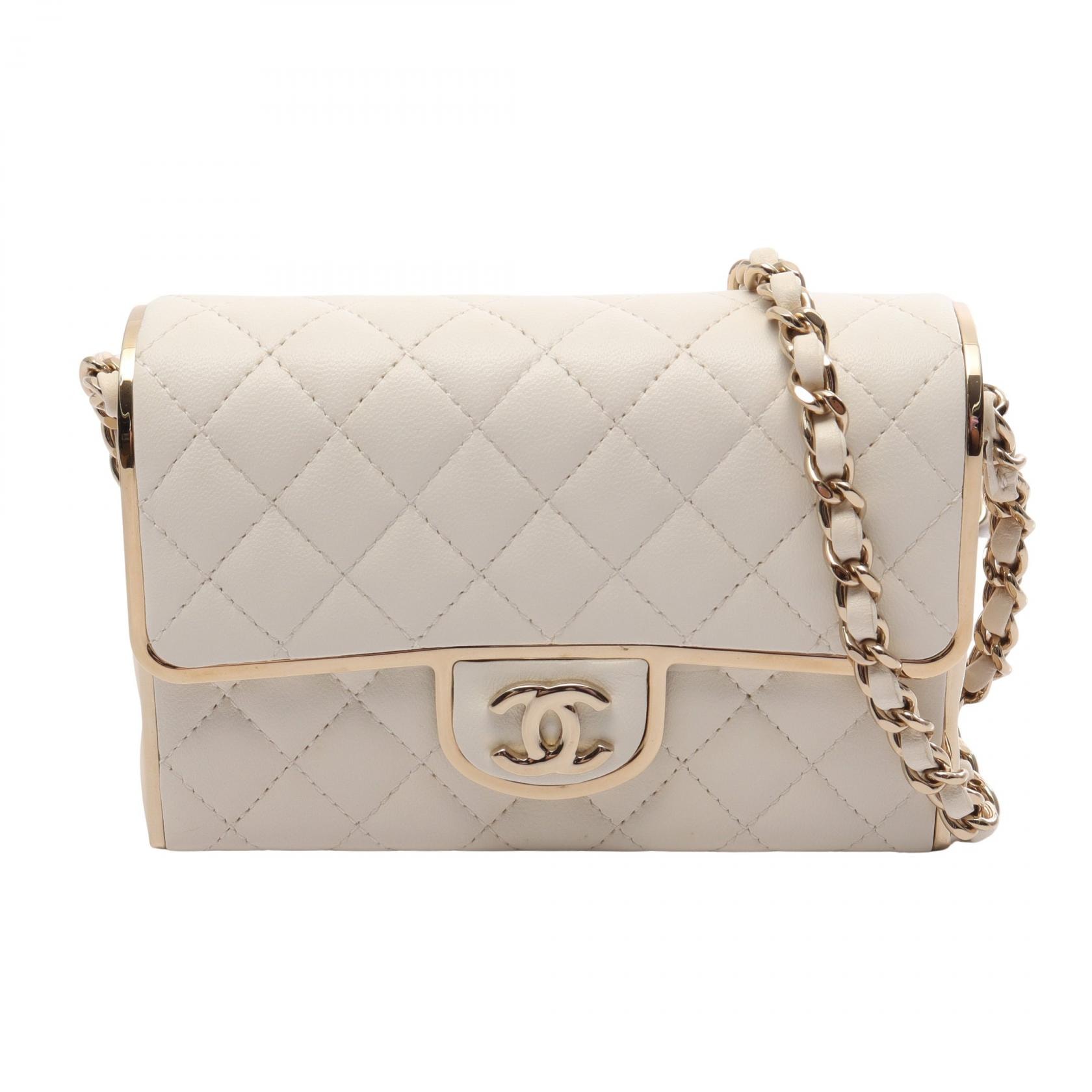 シャネル CHANEL マトラッセ ミニ ミノーディエール イブニング ショルダーバッグ バッグ ラムスキン(羊革) レディース ホワイト系 【中古】