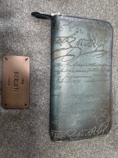 Berluti Itauba Scritto Leather Long Zipped Wallet "Cacao Intenso"