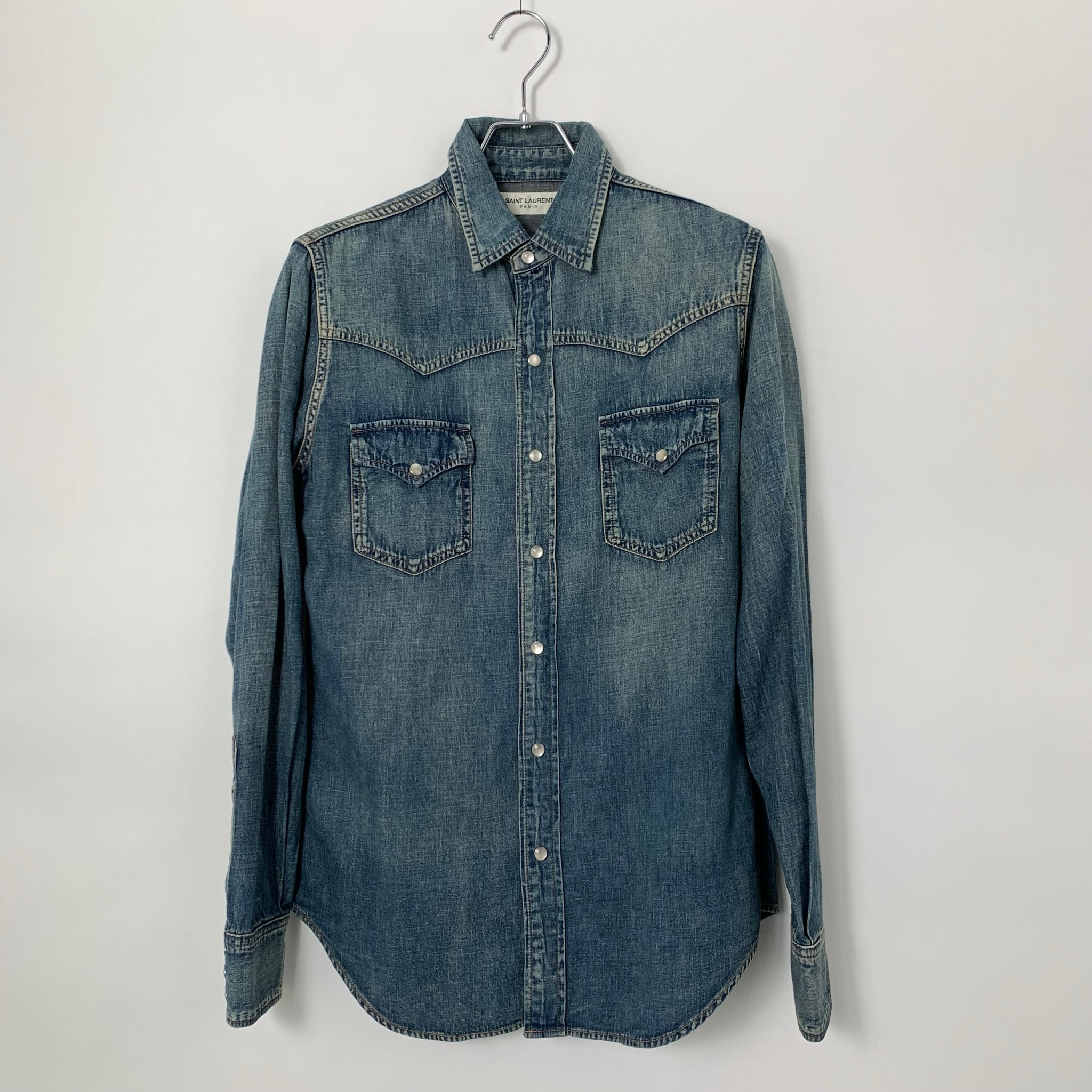 SAINT LAURENT WESTERN L/S SHIRT Western denim long sleeve shirt Blue Indigo