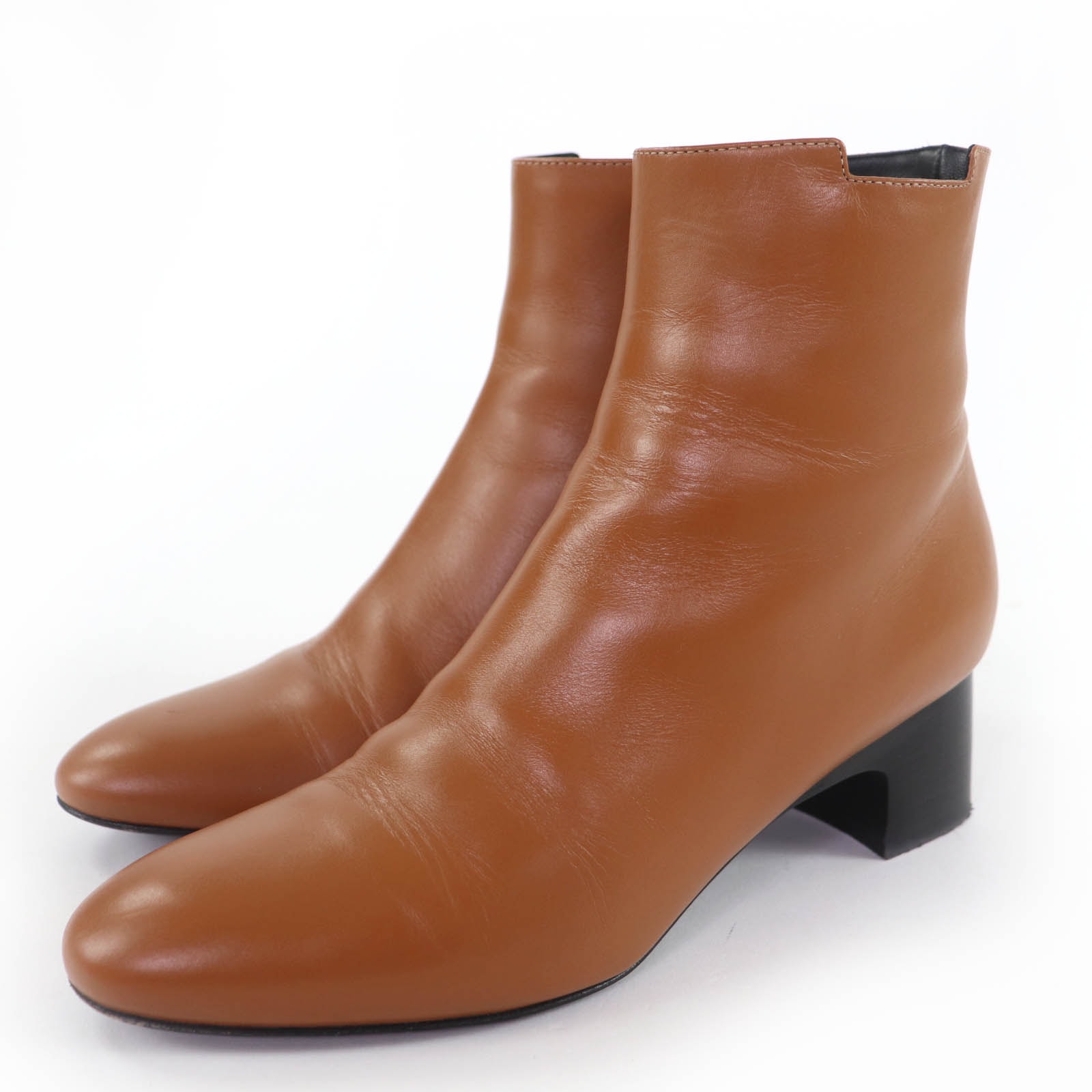 美品 エルメス ショートブーツ デマルシュ ブラウン レディース 35.5