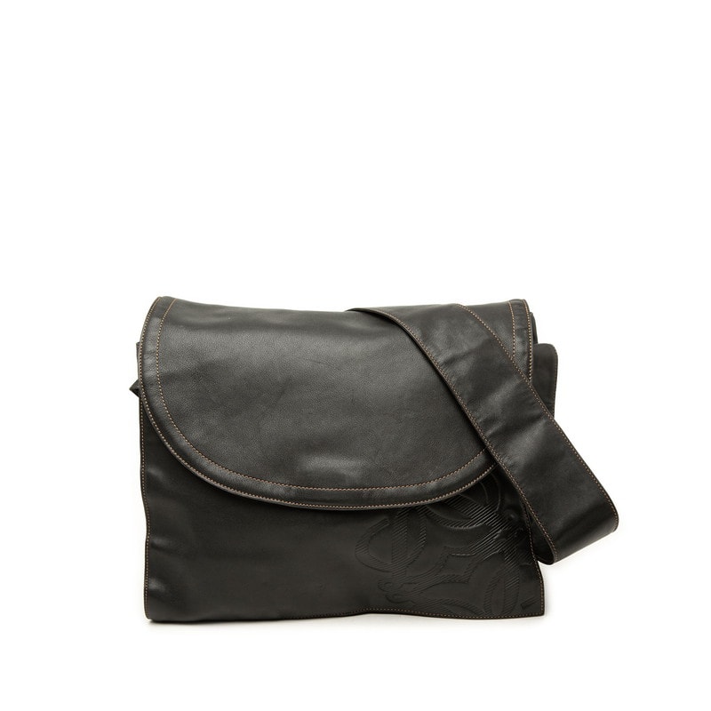 ロエベ アナグラム ショルダーバッグ ブラック レザー レディース LOEWE 中古