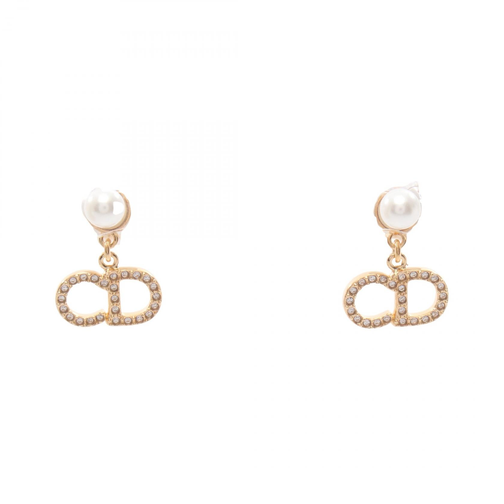 ディオール Dior CDロゴ ピアス ジュエリー GP(ゴールドメッキ) フェイクパール / ラインストーン レディース ゴールド系 / ホワイト系 / クリア系 E4717WOMCY319 【新品】
