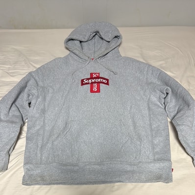 Supreme Cross Box Logo Hooded Sweatshirt "Grey"
