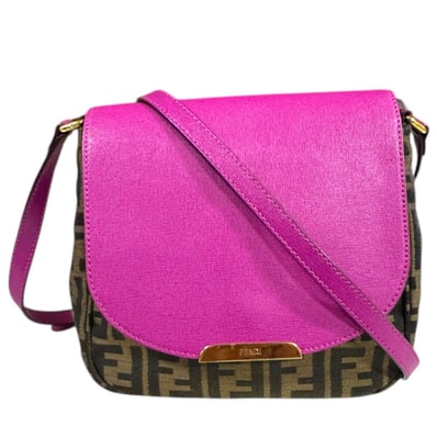 フェンディ ズッカ ショルダーバッグ キャンバス 8BT214-FQ8 ブラウン レディース FENDI 中古