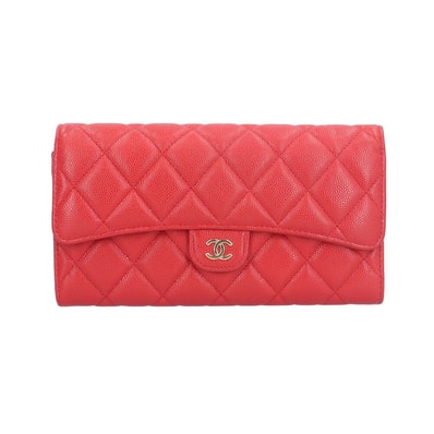 シャネル マトラッセ 長財布 キャビアスキン レディース CHANEL 中古