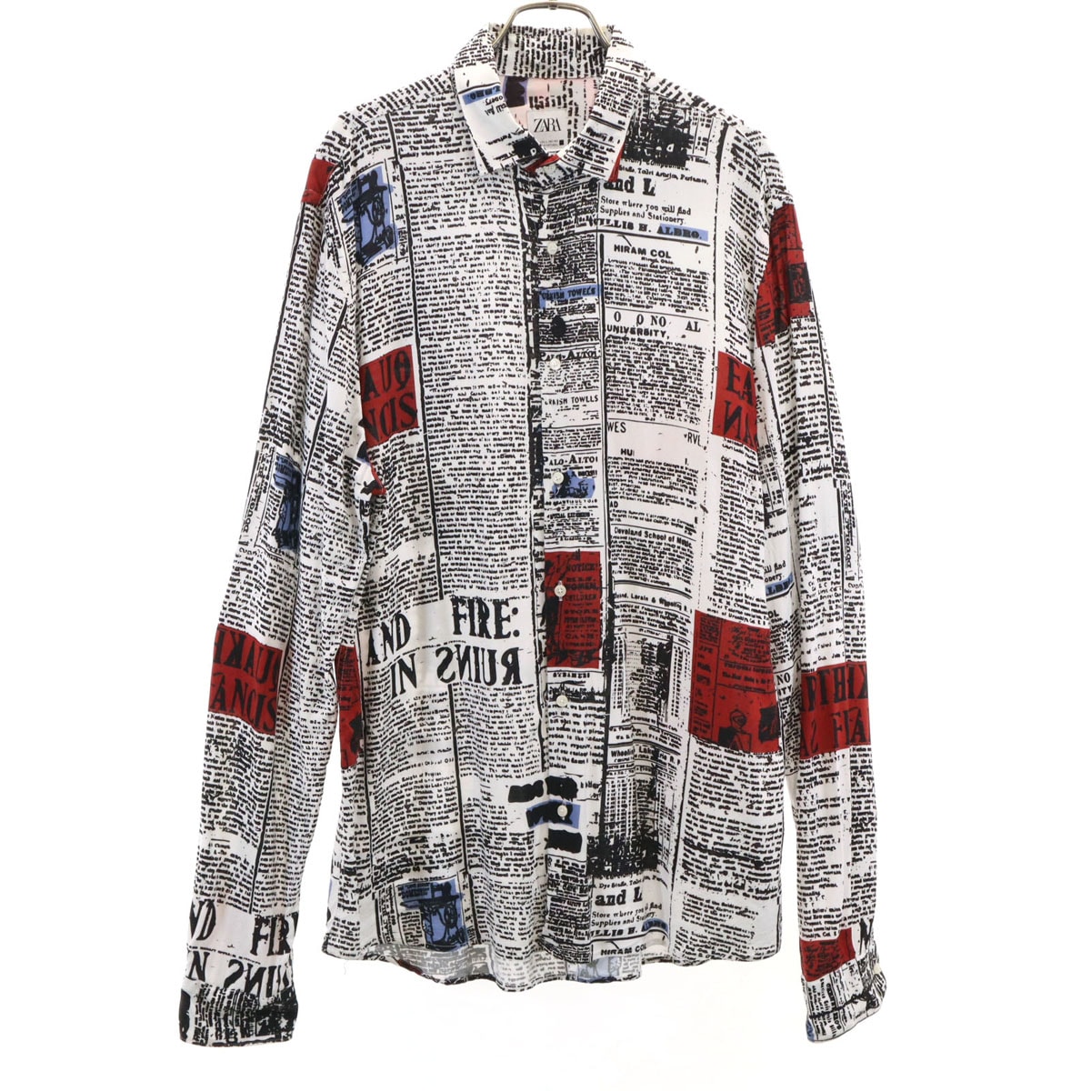 ZARA ザラ 総柄 長袖 シャツ L ブラック系