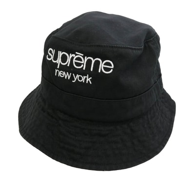 Supreme シュプリーム 24SS Chino Twill Crusher チノ ツイル クラッシャー ロゴ バケット ハット 帽子 ブラック系 M/L 60cm【中古】