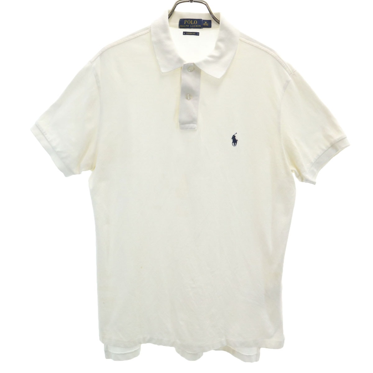 POLO RALPH LAUREN ポロラルフローレン 半袖 ポロシャツ M アイボリー CUSTOM FIT 鹿の子