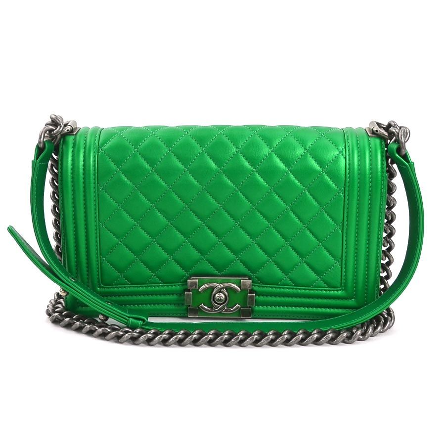 シャネル CHANEL ショルダーバッグ ボーイシャネル レザー グリーン レディース【中古】 90009f
