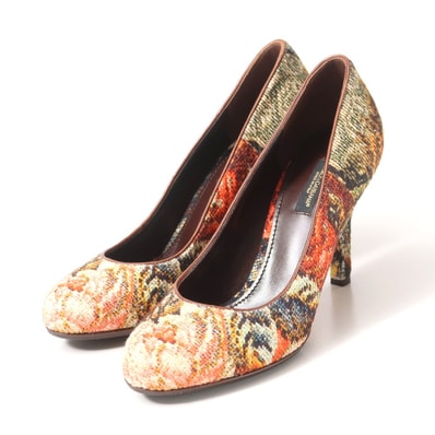 ■美品■DOLCE&GABBANA ドルチェアンドガッバーナ パンプス サイズ37 ゴブラン ハイヒール 花柄 靴 イタリア製 ブランド古着【中古】20250604/RA4881