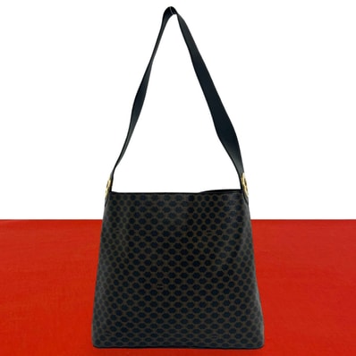 CELINE セリーヌ サークル ロゴ 金具 マカダム 柄 PVC レザー ショルダーバッグ ブラック
59776