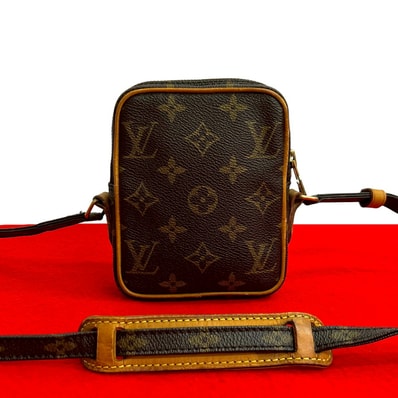 LOUIS VUITTON ルイヴィトン ミニ ダヌーヴ モノグラム レザー PVC ショルダーバッグ ブラウン
199-2