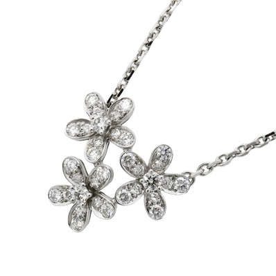 【6jib0534】ヴァンクリーフ&アーペル ネックレス ソクラテス/3フラワー K18WG ホワイトゴールド ダイヤモンド【中古】レディース