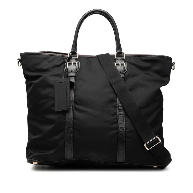 プラダ 三角ロゴプレート ハンドバッグ ショルダーバッグ 2WAY ブラック ナイロン レザー レディース PRADA 【中古】