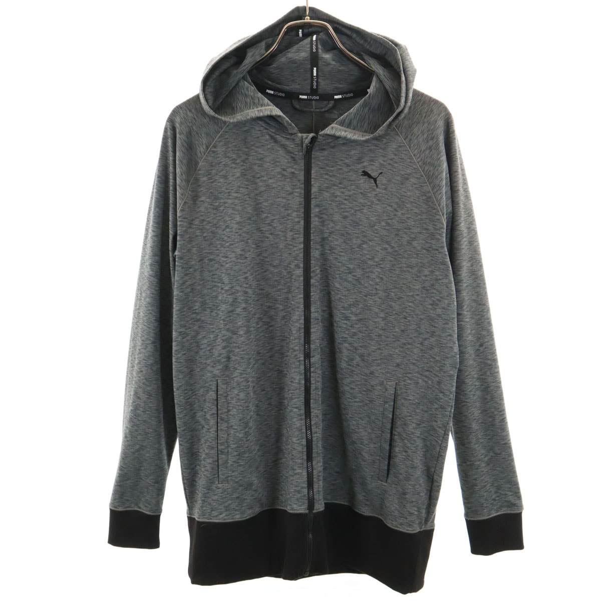 PUMA プーマ トレーニング 長袖 ジップパーカー L グレー STUDIO ヨガ