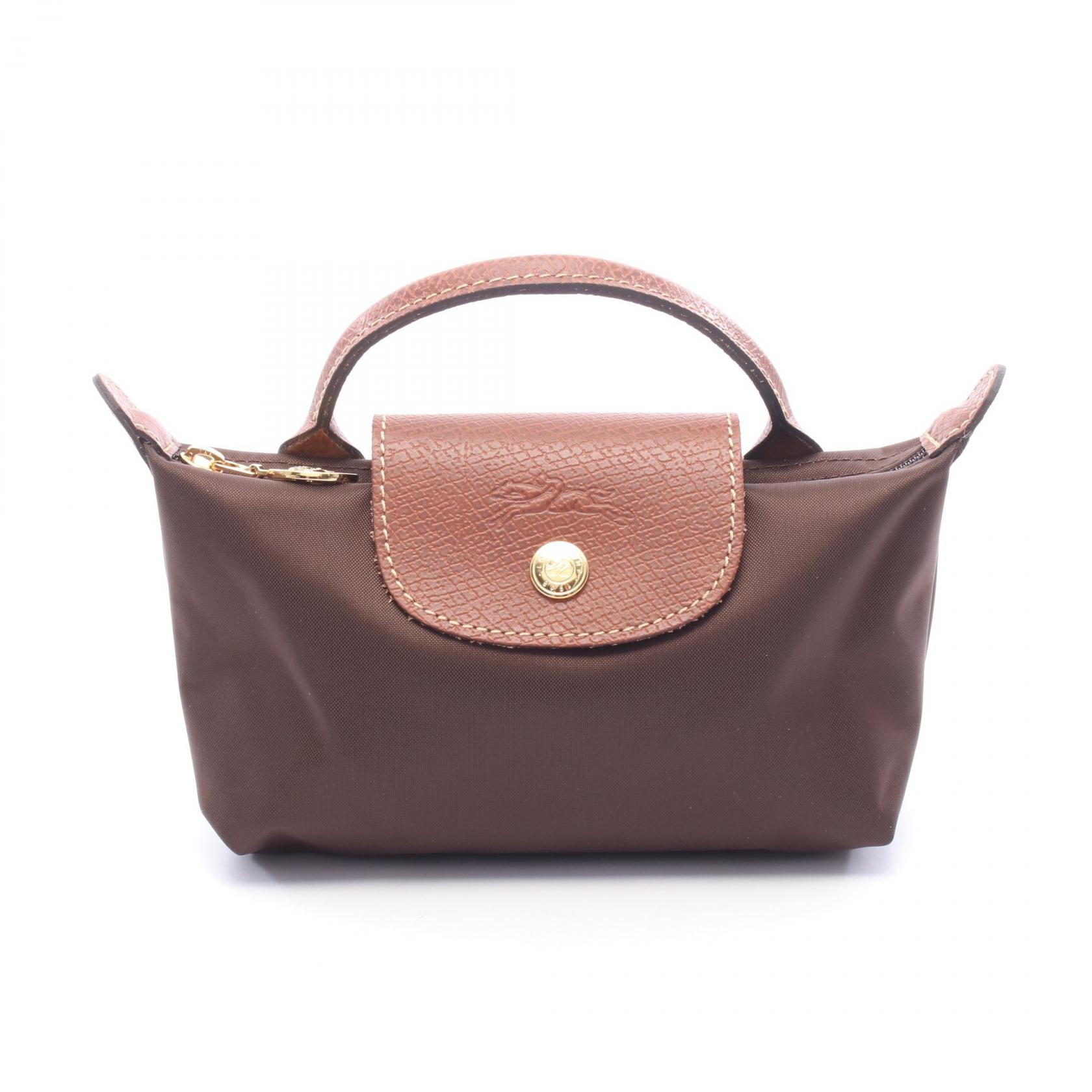 ロンシャン Longchamp ル プリアージュ オリジナル ハンドル付き ポーチ バッグ キャンバス レザー レディース ブラウン系 34175089002 【新品】