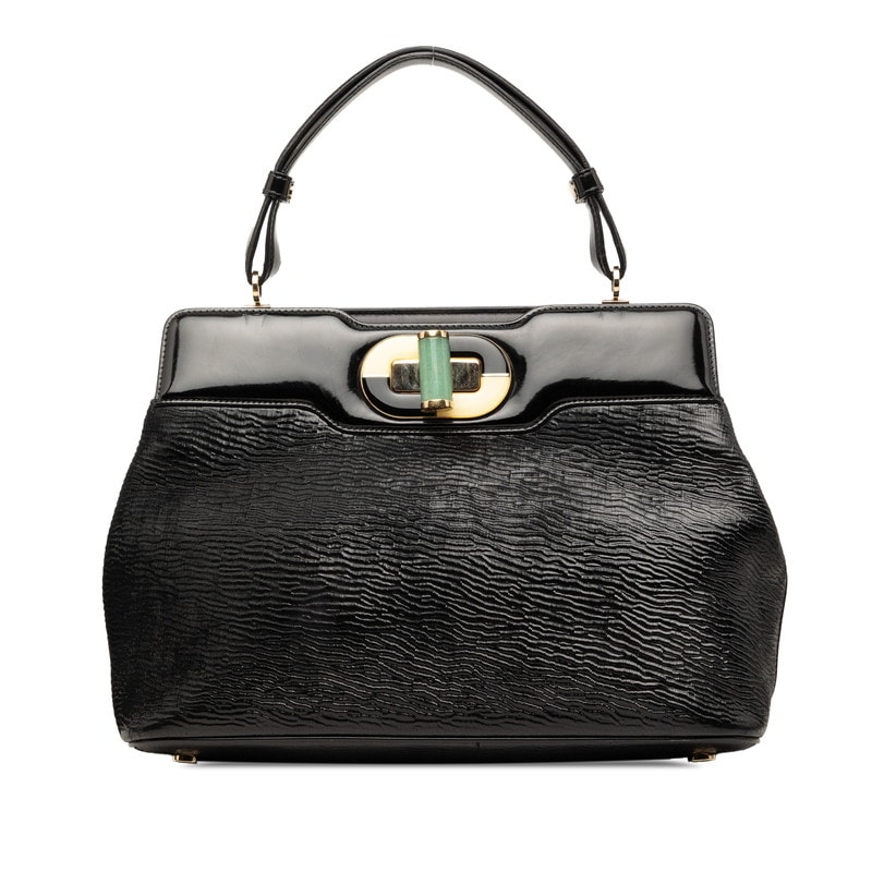 ブルガリ イザベラ ロッセリーニ ハンドバッグ ブラック レザー レディース BVLGARI 【中古】