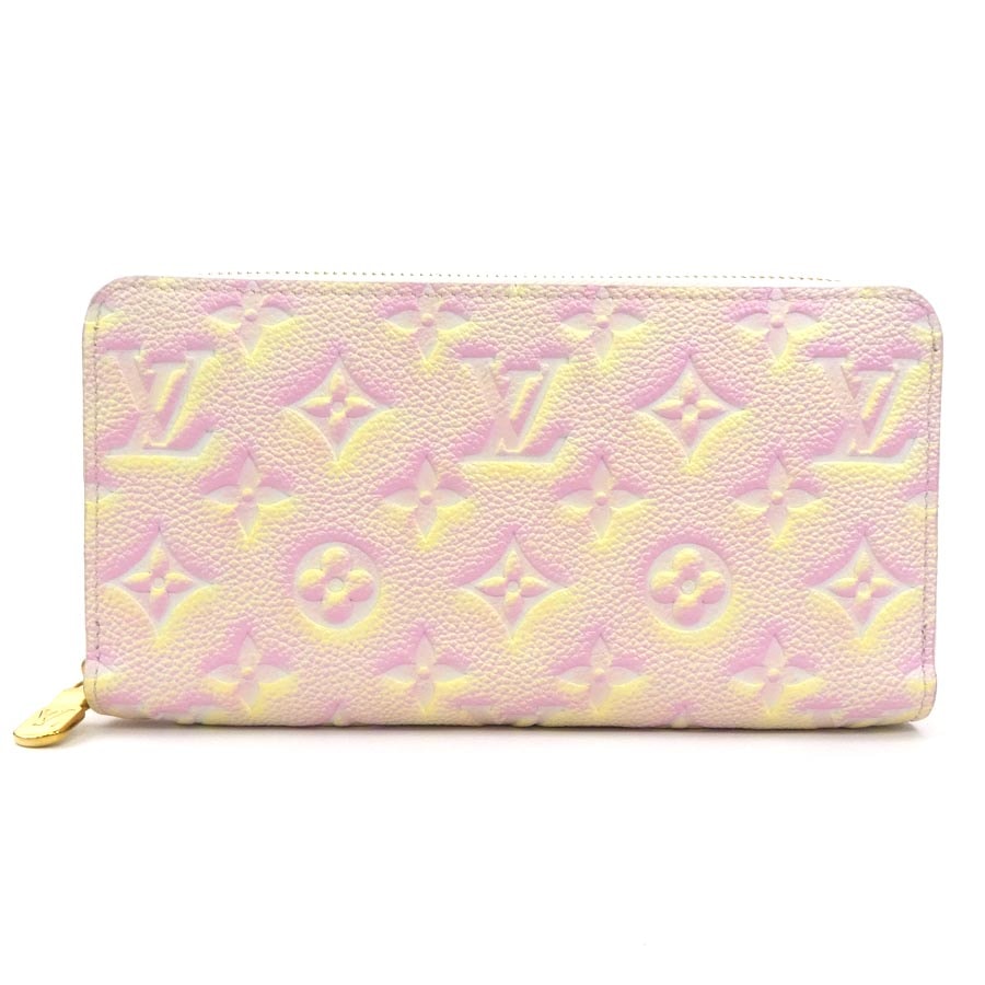 ルイ ヴィトン LOUIS VUITTON ラウンドファスナー長財布 2022サマーコレクション ジッピーウォレット モノグラムアンプラント ピンク/イエロー レディース【中古】 56828i