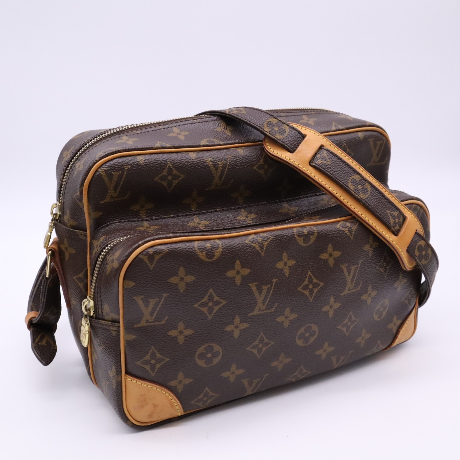 LOUIS VUITTON ルイ・ヴィトン モノグラム ナイル M45244 ショルダーバッグ ブラウン ベージュ コーティングキャンバス レザー レディース