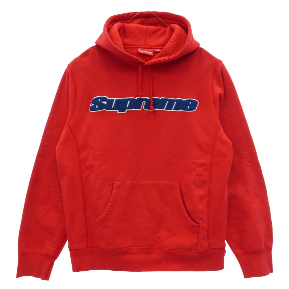 Supreme シュプリーム 19SS Chenille Hooded Sweatshirt シェニール フーデッド スウェットシャツ プルオーバー フーディー パーカー レッド系 M【中古】