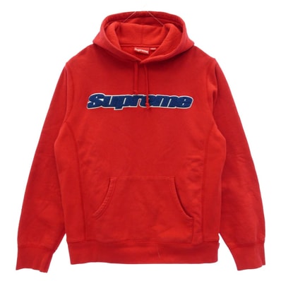Supreme シュプリーム 19SS Chenille Hooded Sweatshirt シェニール フーデッド スウェットシャツ プルオーバー フーディー パーカー レッド系 M【中古】
