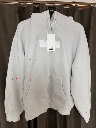 Supreme x MM6 Maison Margiela Box Logo Zip Up Hooded Sweatshirt "White"