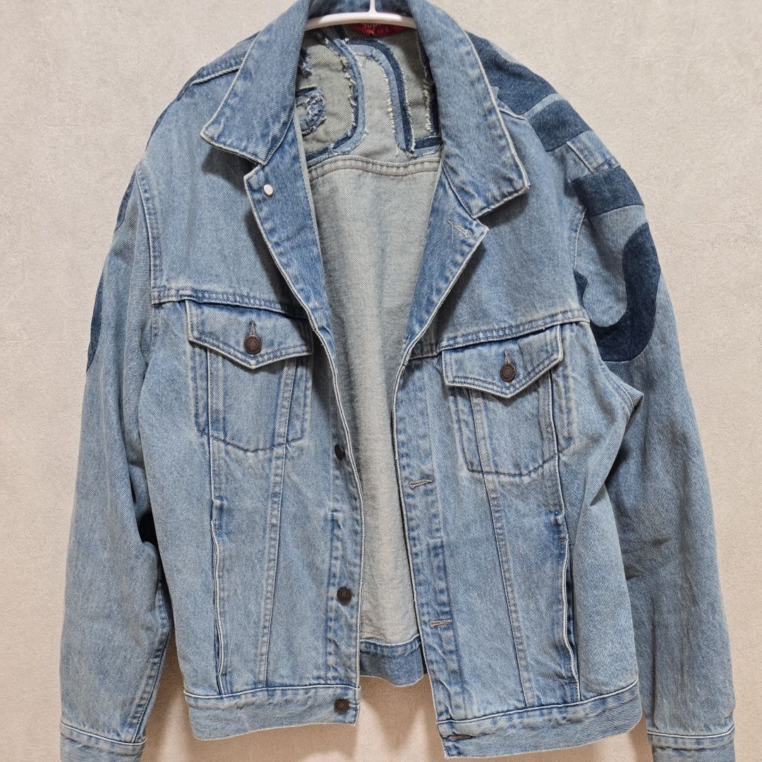 Supreme Inset Logo Denim Trucker Jacket "Blue"