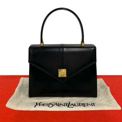 YVES SAINT LAURENT イヴ・サンローラン YSL ロゴ 金具 レザー ハンドバッグ ブラック
93657