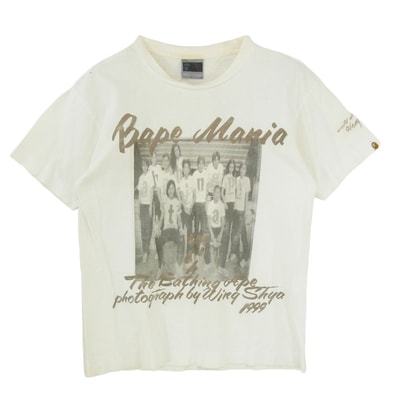 A BATHING APE アベイシングエイプ 90s OLD 香港オープン記念 ミレニアム Tシャツ オフホワイト系 M【中古】