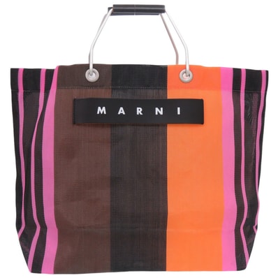 マルニ MARKET STRIPE BAG ナイロン レザー