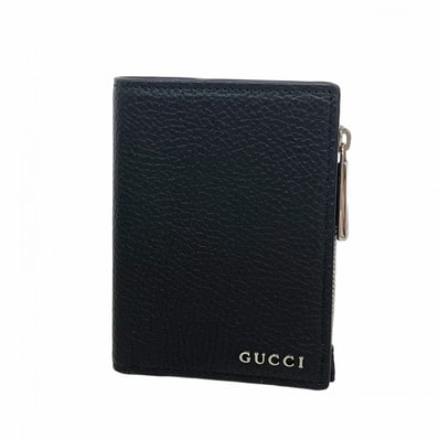 【6eb1146-k】グッチ 財布 795292 レザー ブラック シルバー金具【中古】メンズ