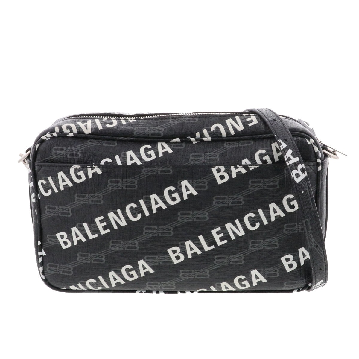 BALENCIAGA バレンシアガ BBモノグラム ショルダーバッグ ショルダーバッグ 702723 PVC ブラック メンズ【中古】