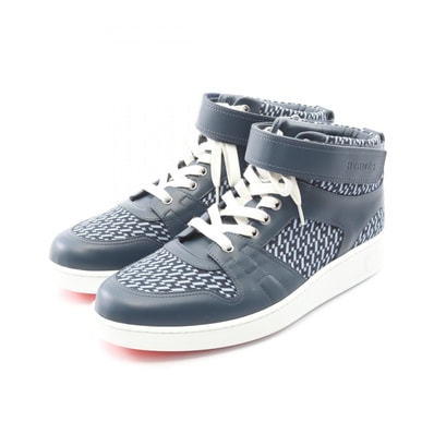 エルメス HERMES スニーカー 靴 レザー キャンバス メンズ ネイビー系 【中古】
