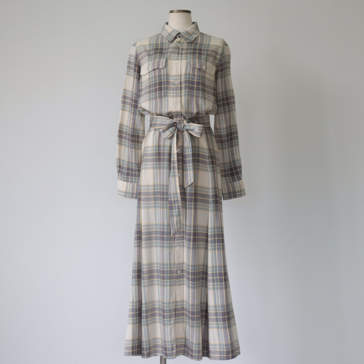 古着 ラルフローレン Ralph Lauren POLO RALPH LAUREN チェック柄 マキシ丈 長袖 シャツワンピース レディースM相当/eaa557577