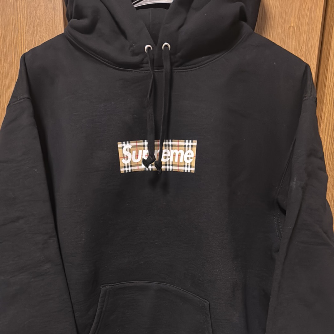 Supreme / Burberry Box Logo Hooded Sweatshirt "Black"