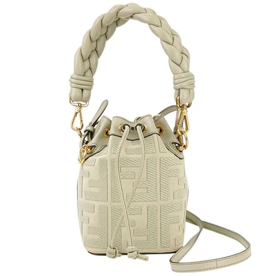 FENDI フェンディ ミニ モントレゾール 2WAY ハンドバッグ バケットバッグ ショルダーバッグ 8BS010 レザー キャンバス グリーン レディース【中古】