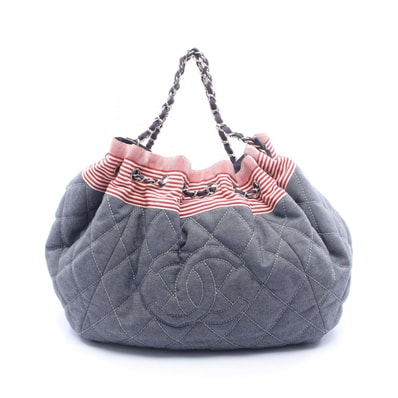 シャネル CHANEL ココカバスGM ショルダーバッグ バッグ キャンバス レディース ネイビー系 / レッド系 / ホワイト系 A46887 【中古】