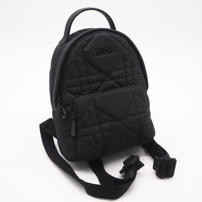 極美品 Christian Dior クリスチャンディオール マクロカナージュ テクニカル タフタ Rider バックパック ミニ - リュック・デイパック ブラック ナイロン レディース
