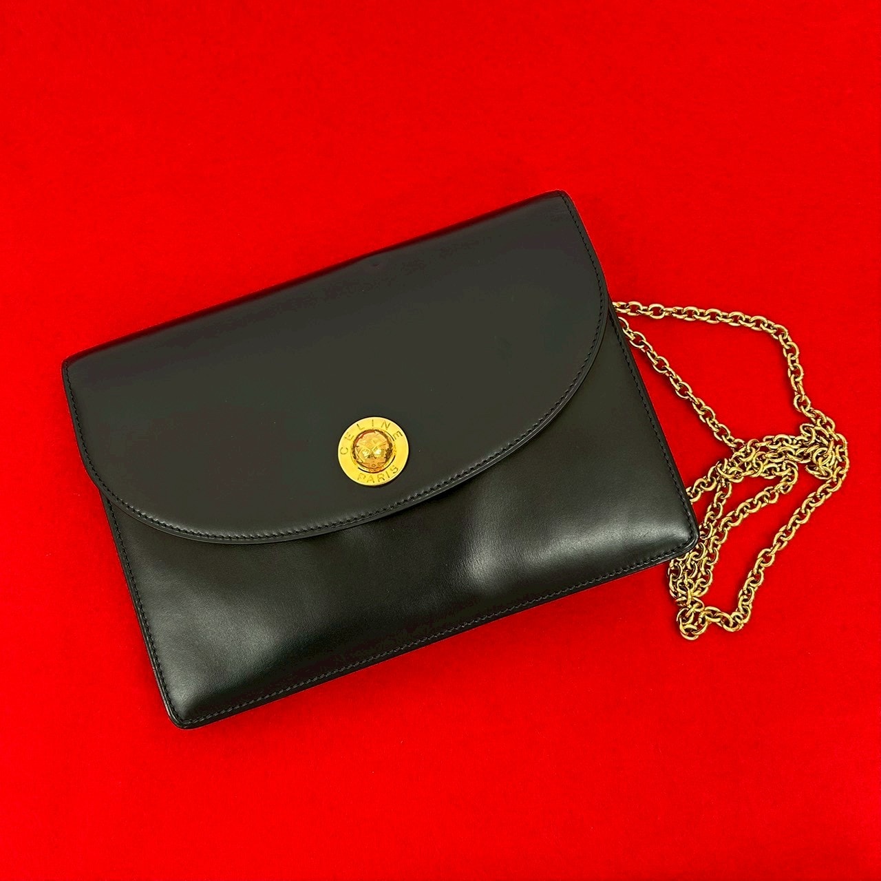 CELINE セリーヌ スターボール カーフ レザー ショルダーバッグ ネイビー
 111-2