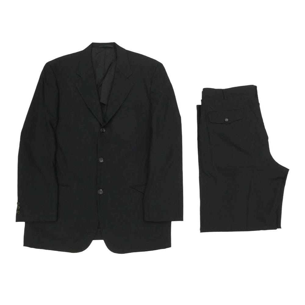 COMME des GARCONS HOMME コムデギャルソンオム HJ02012L/HP02010L AD2001 田中オム ウール トリアセテート テーラード ジャケット スラックス パンツ セットアップ スーツ ブラック系 L【中古】