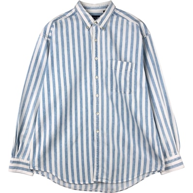 古着 90年代 ギャップ GAP オールドギャップ ストライプ柄 長袖 ボタンダウンデニムシャツ メンズXL相当 ヴィンテージ/eaa589128