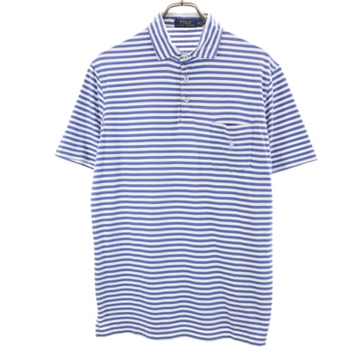 POLO RALPH LAUREN ポロラルフローレン ボーダー柄 半袖 ポロシャツ M ホワイト