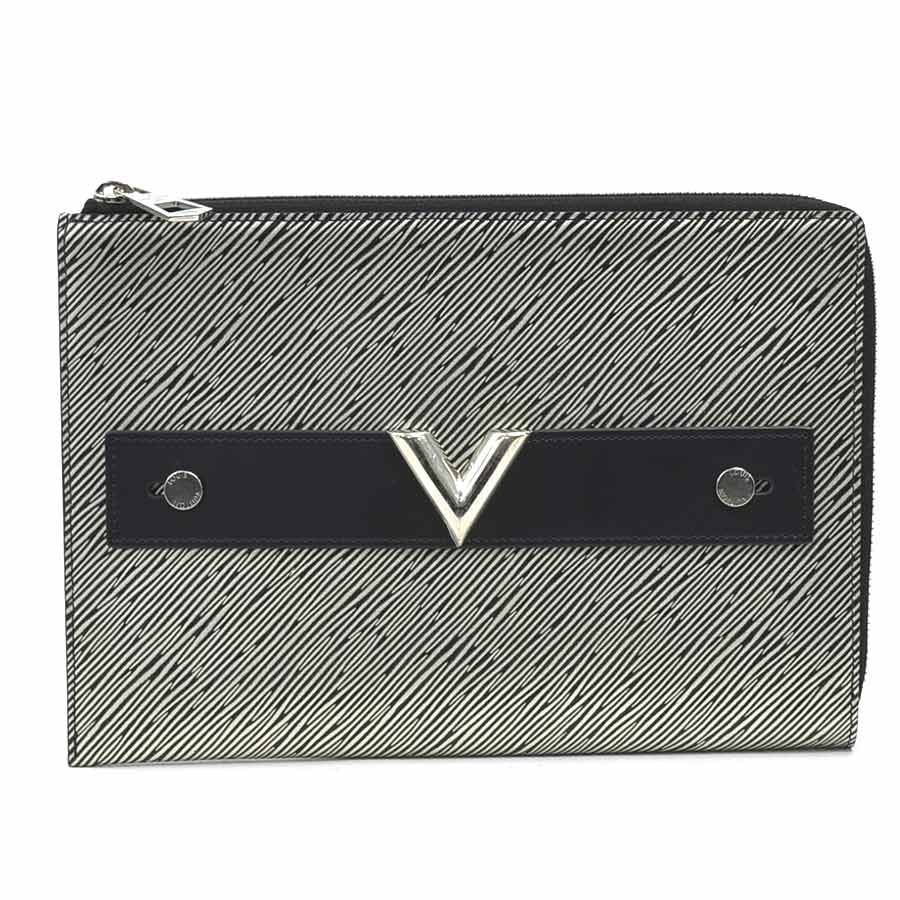 ルイ ヴィトン LOUIS VUITTON クラッチバッグ エピ プラティーヌ ポシェット プラット エピレザー シルバー/ブラック シルバー メンズ M62092【中古】 e61663