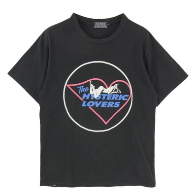 HYSTERIC GLAMOUR ヒステリックグラマー 25SS 02251CT21 HYSTERIC LOVERS ヒステリックラバーズ ガールプリント クルーネック 半袖 Tシャツ ブラック系 M【中古】